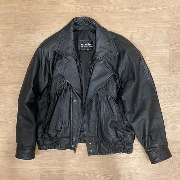 Wilsons Genuine Black Leather Biker Jacket - Picture 2 of 5
